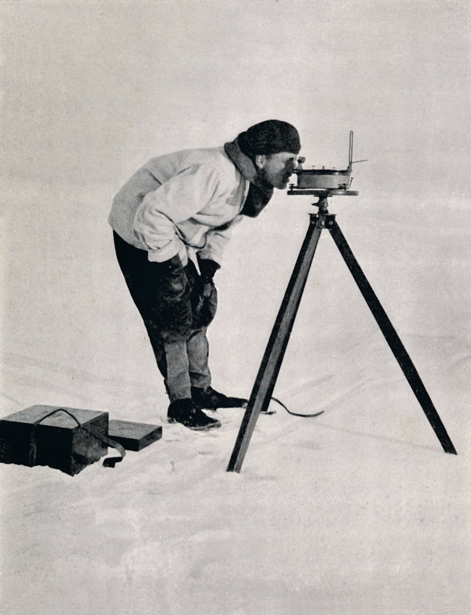 Liut. Pennell prismakompassilla, joulukuu 1910, 1913 tekijältä Herbert Ponting