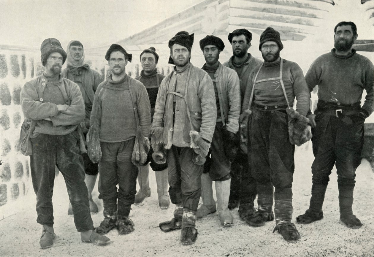 Depôt Laying ja länsimaiset osapuolet palatessaan Cape Evansiin, 13. huhtikuuta 1911, 1913. tekijältä Herbert Ponting