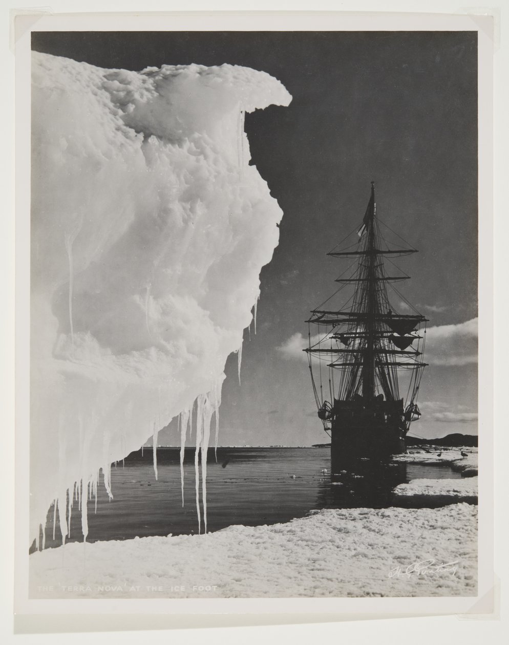 The Terra Nova at the Ice Foot (bromidiprintti) tekijältä Herbert Ponting