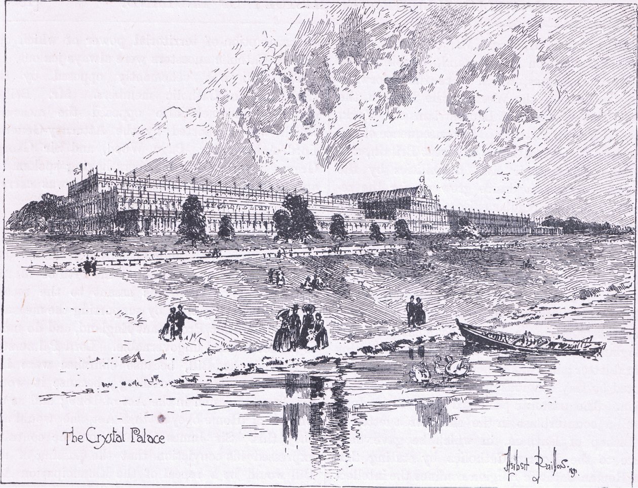 Kristallipalatsi Hyde Parkissa Lontoossa, 1851 jKr. tekijältä Herbert Railton