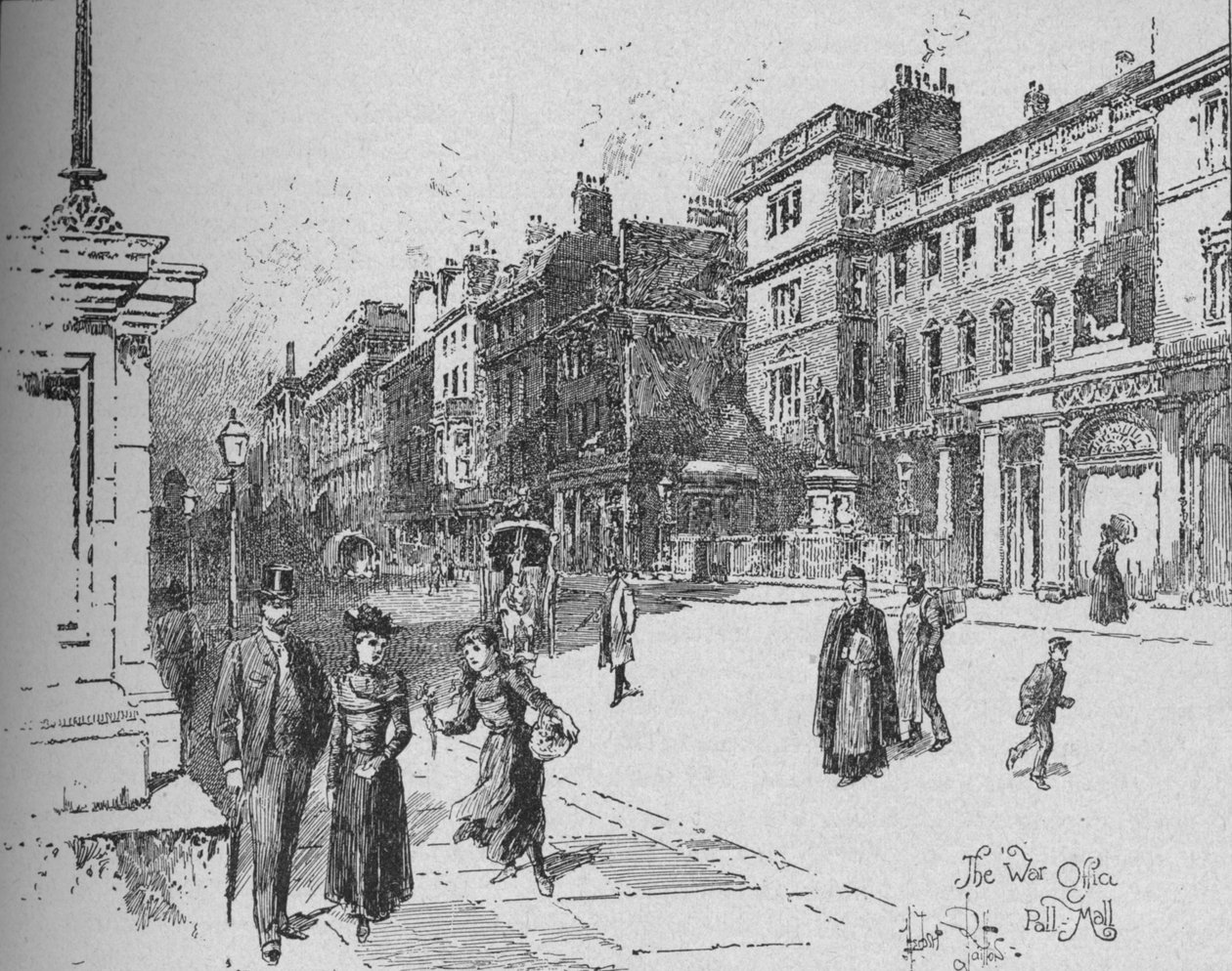 Sotatoimisto, Pall Mall, c1890 tekijältä Herbert Railton