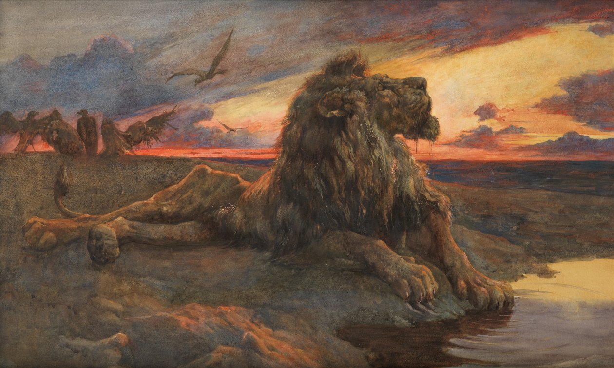 Study for The Dying Lion (akvarelli) tekijältä Herbert Thomas Dicksee