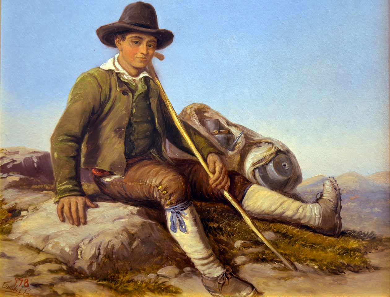 Berger de la Brigue, noin 1850 (Öljy kankaalle) tekijältä Hercule Trachel
