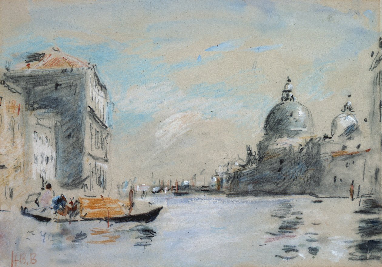 Canal Grande ja Santa Maria della Saluten kirkko, Venetsia (akvarelli) tekijältä Hercules Brabazon Brabazon
