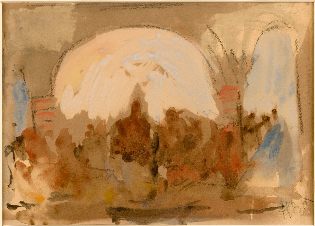 Basaari, Marrakesh (pastelli ja wc paperille) tekijältä Hercules Brabazon Brabazon