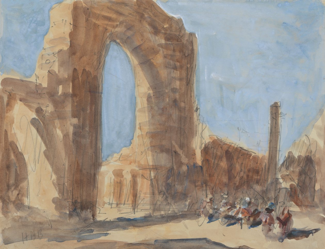 Quwwat-ul-Islamin moskeija ja Delhin rautapylväs, Qutub Minar -kompleksi tekijältä Hercules Brabazon Brabazon