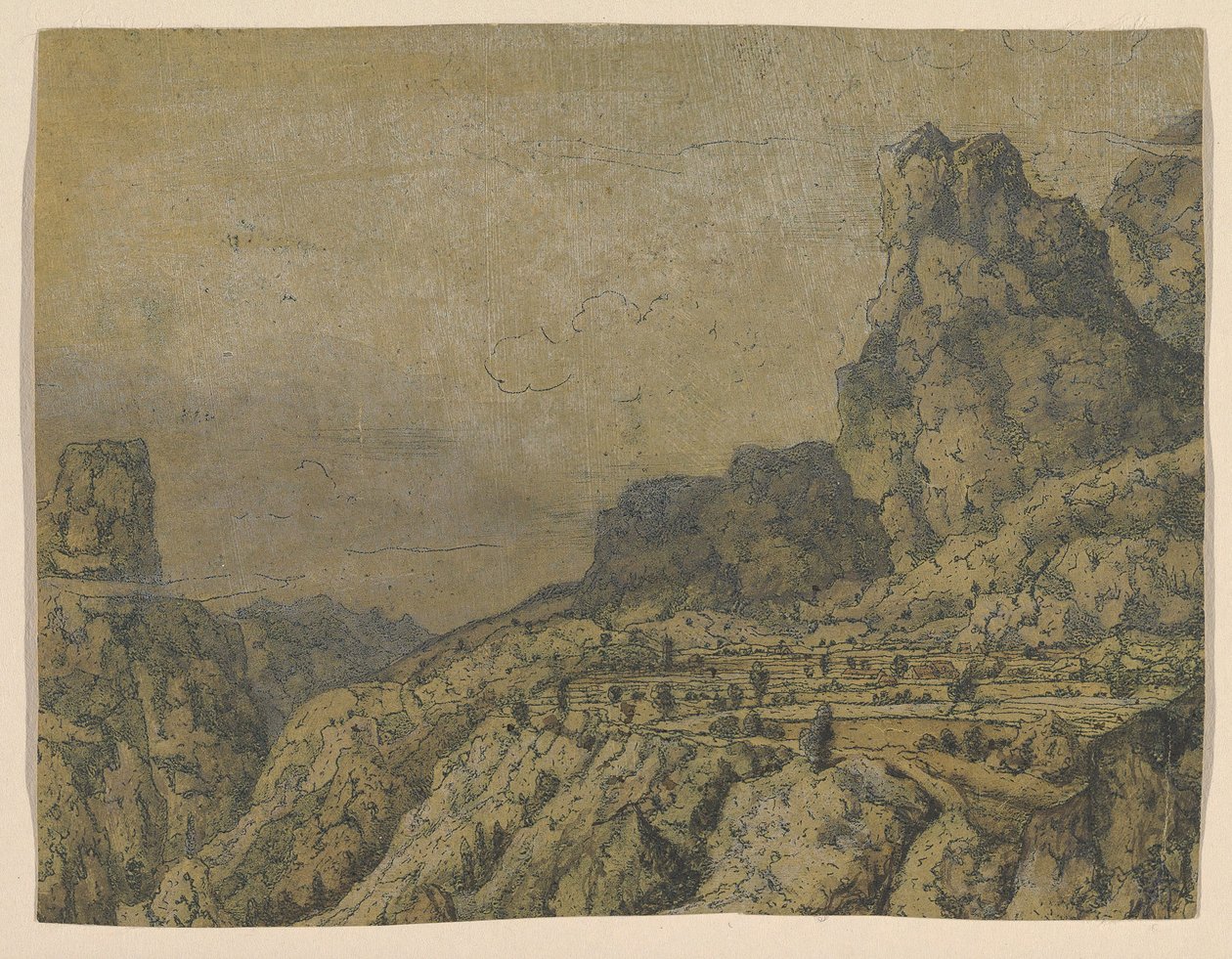 Vuoristolaakso ja tasango, n. 1625-30. tekijältä Hercules Seger