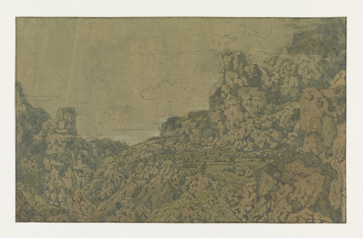 Vuoristomaisema tasangolla, n. 1625-30 tekijältä Hercules Segers