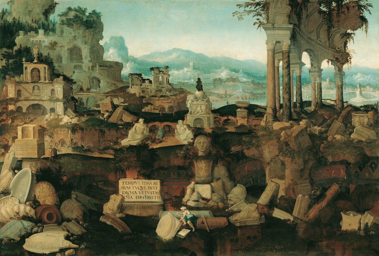 Maisema roomalaisten raunioiden kanssa, 1536 tekijältä Herman Posthumus