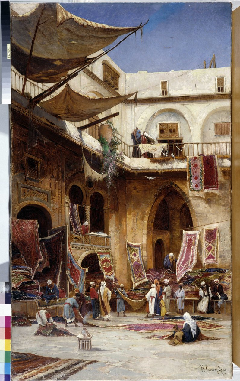 Mattokauppias Istanbulin Stamboulin kaupunginosan kaduilla. Turkki. Herman David Salomon Corrodin maalaus (1844-1905) cm 110x81 Öljy kankaalle Pakollinen maininta: Kokoelman perusterveiset Provence Marseillesta tekijältä Herman David Salomon Corrodi