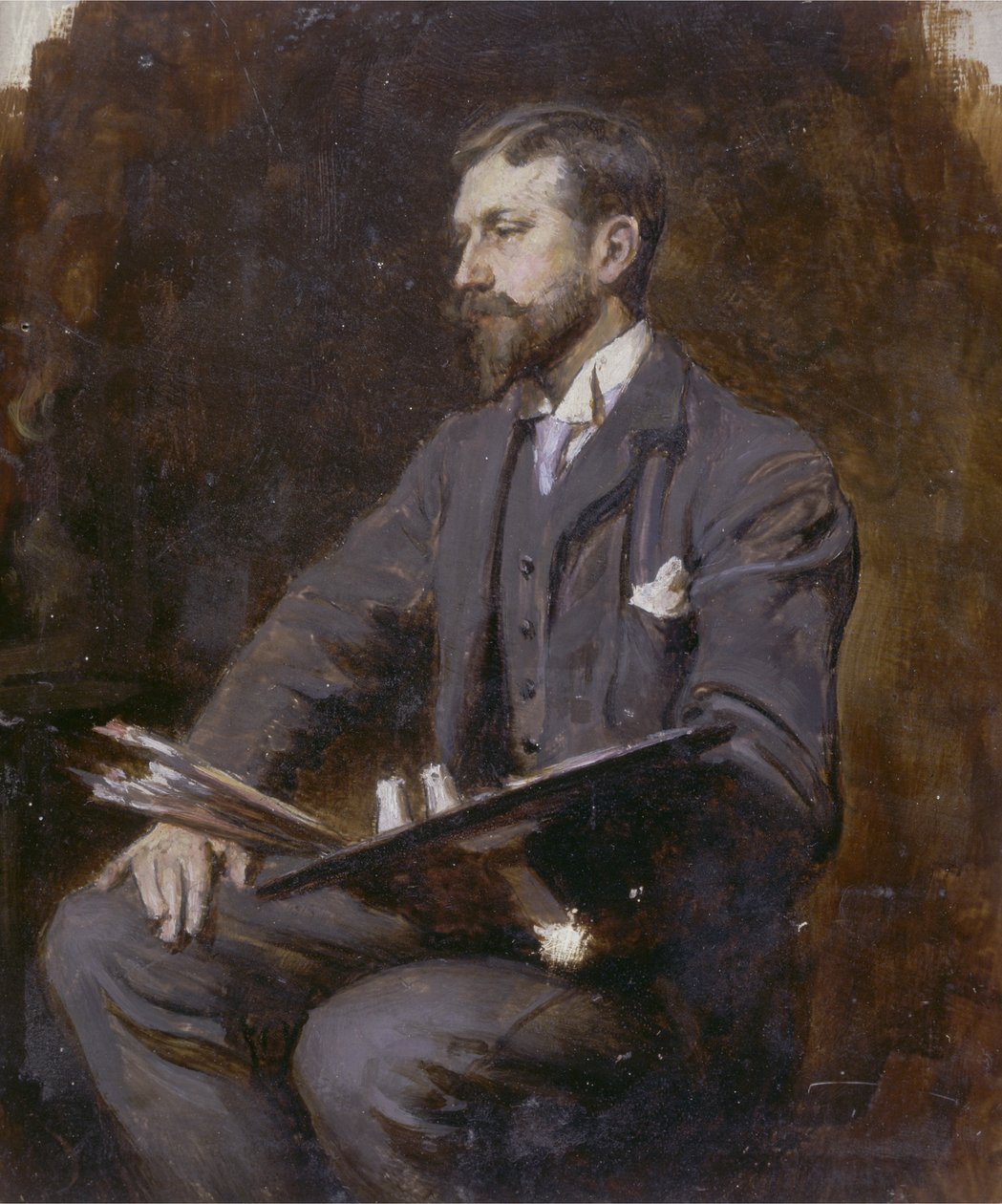 Mahdollinen omakuva, n. 1890-1900 tekijältä Herman Gustave Herkomer