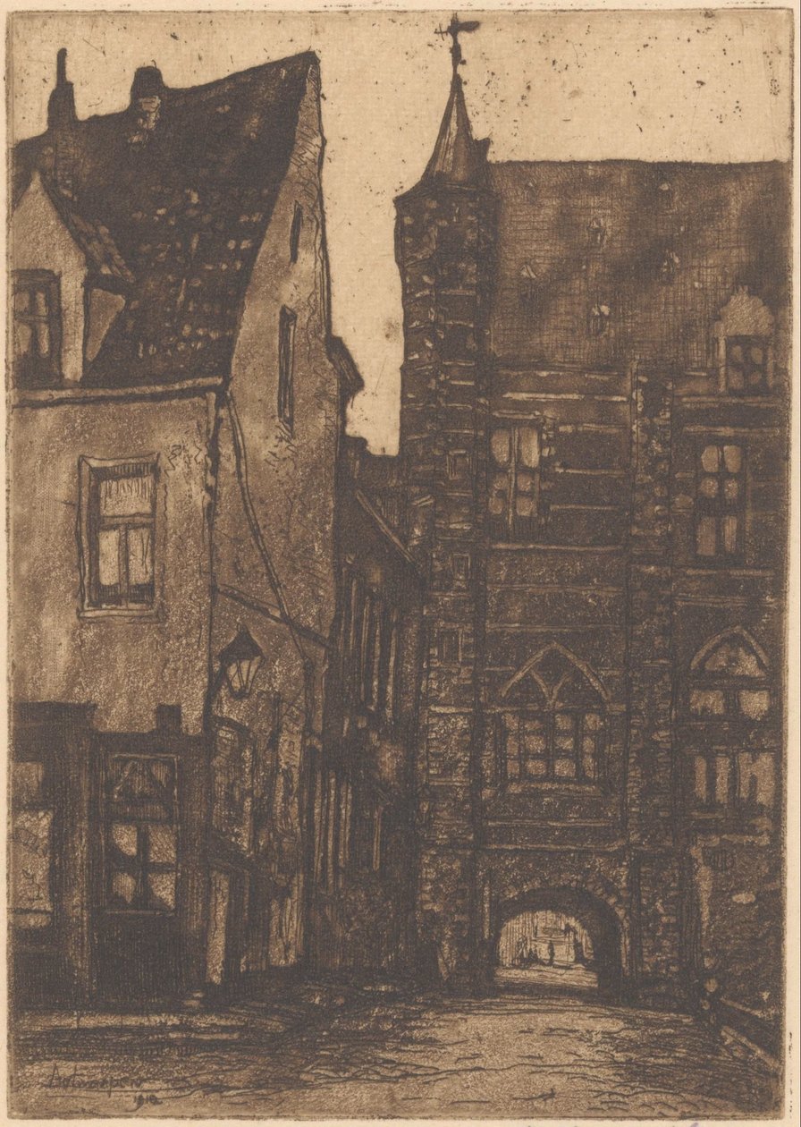 Näkymä Vleeshuisille Antwerpenissä tekijältä Herman Heuff (signed by artist)