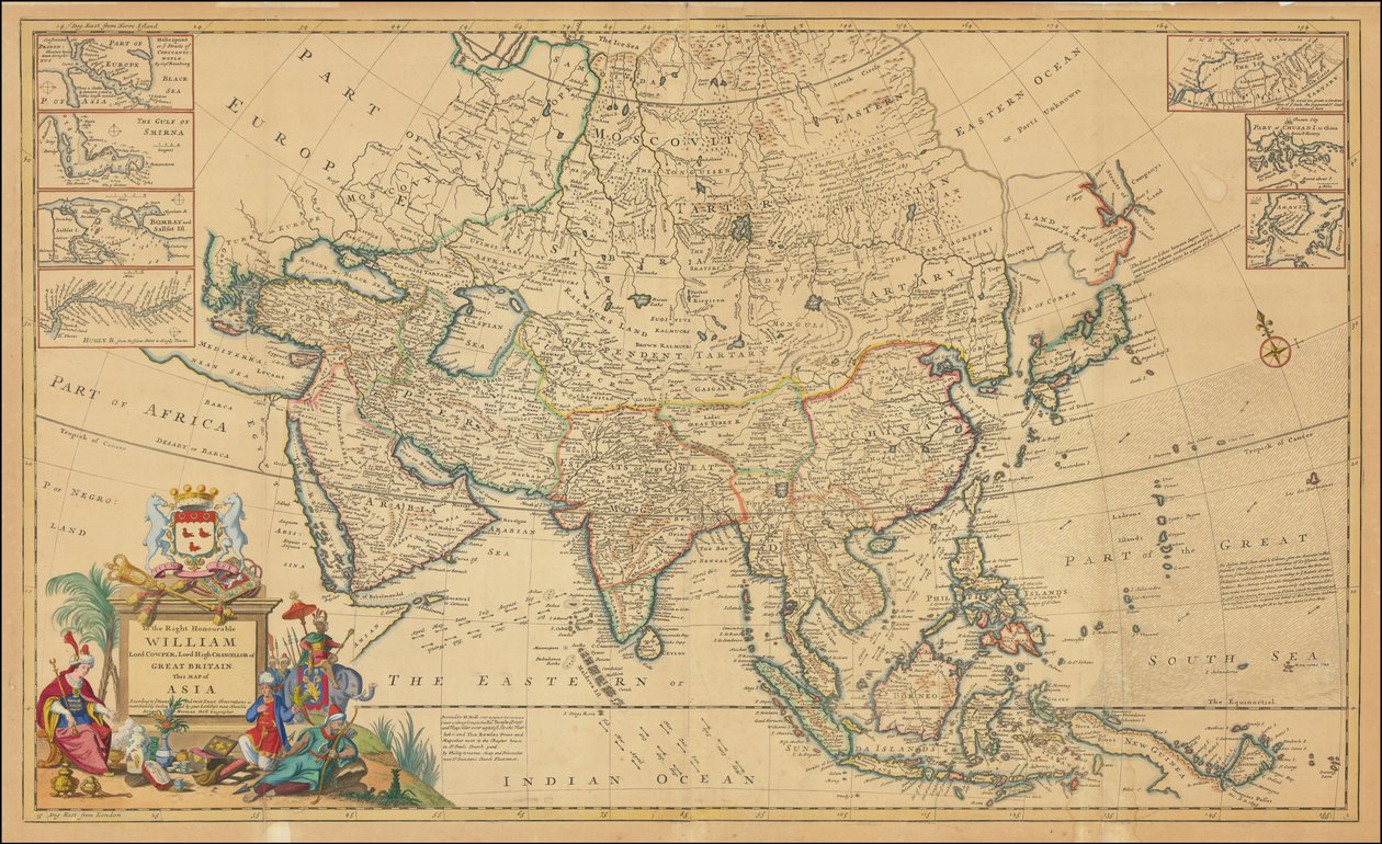 Herman Mollin Aasian kartta vuodelta 1730. tekijältä Herman Moll