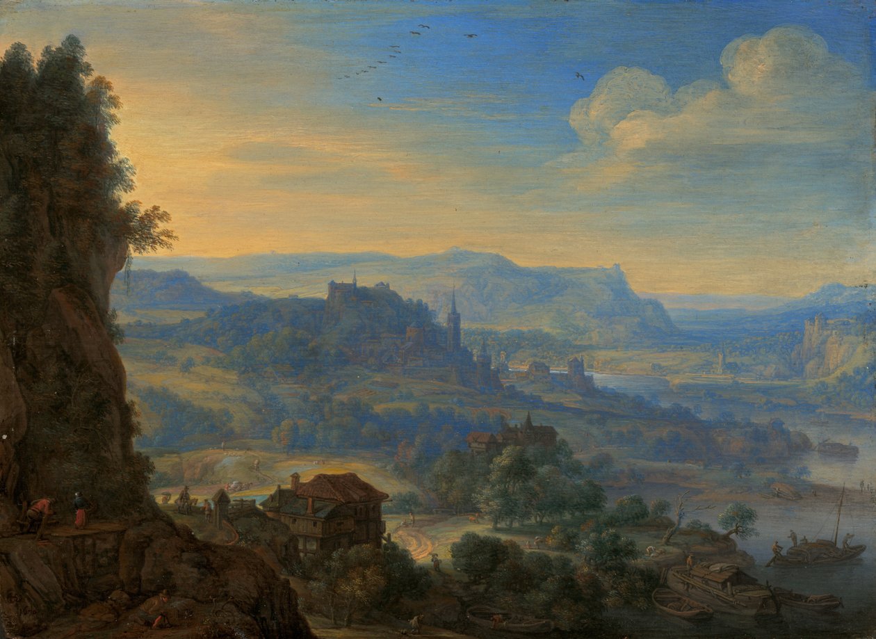 Kuvitteellinen jokimaisema, 1670. tekijältä Herman Saftleven the Younger
