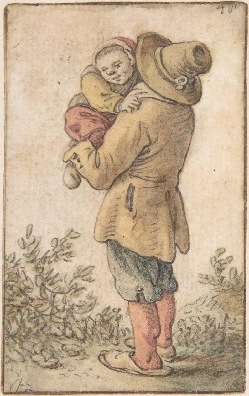 Talonpoika lapsen kanssa, 1600-luku. tekijältä Herman Saftleven the Younger