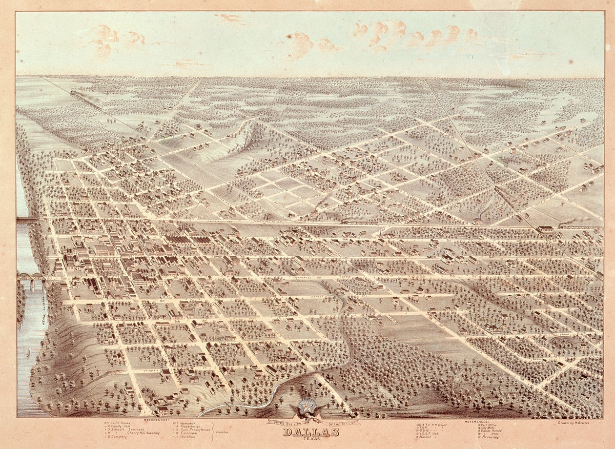 Katukartta Dallasista, Texasista, 1872 tekijältä Herman attr. to Brosius
