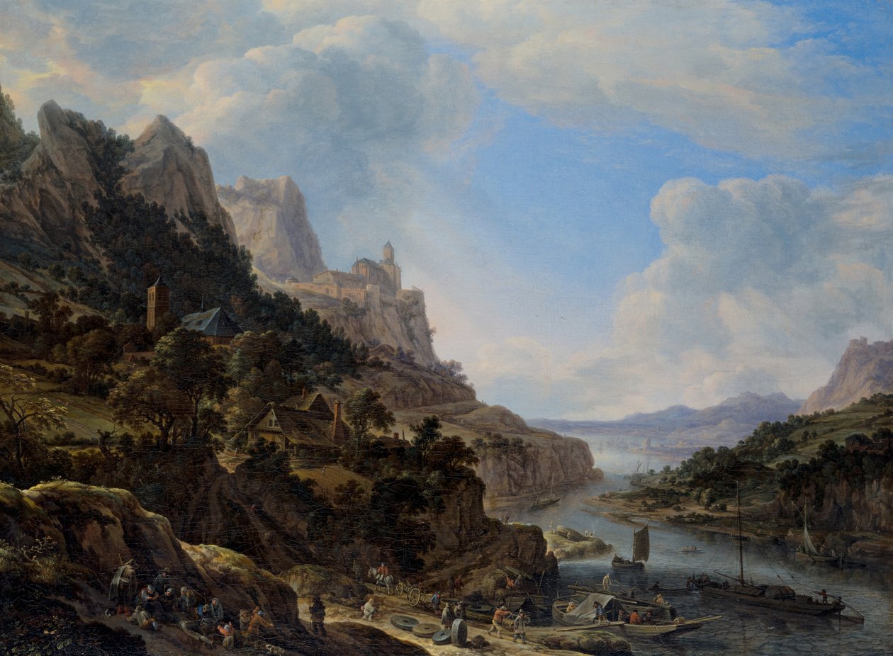 Maisema Rein-joen kanssa tekijältä Herman the Younger Saftleven
