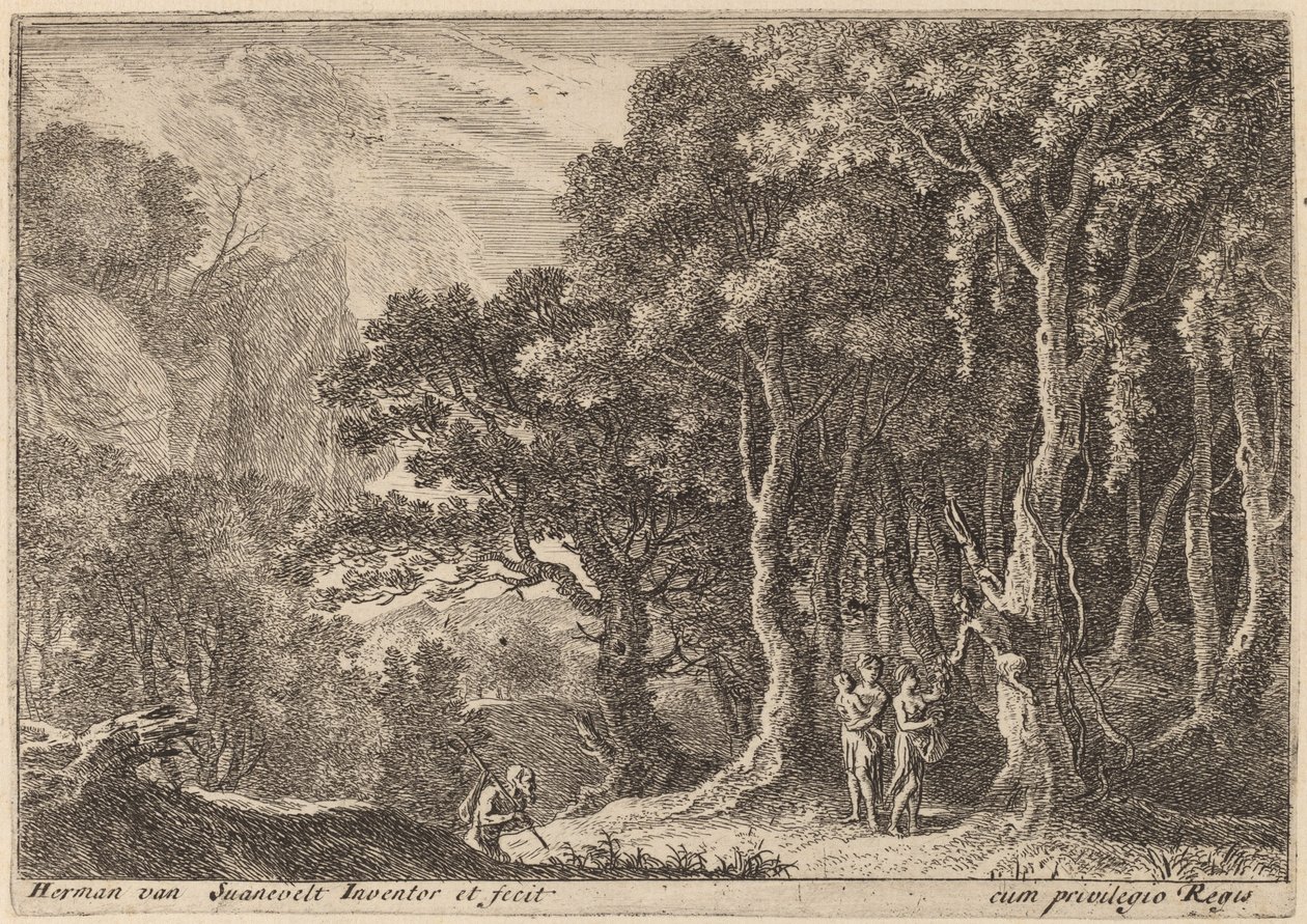 Satyr Gathering Fruit tekijältä Herman van Swanevelt