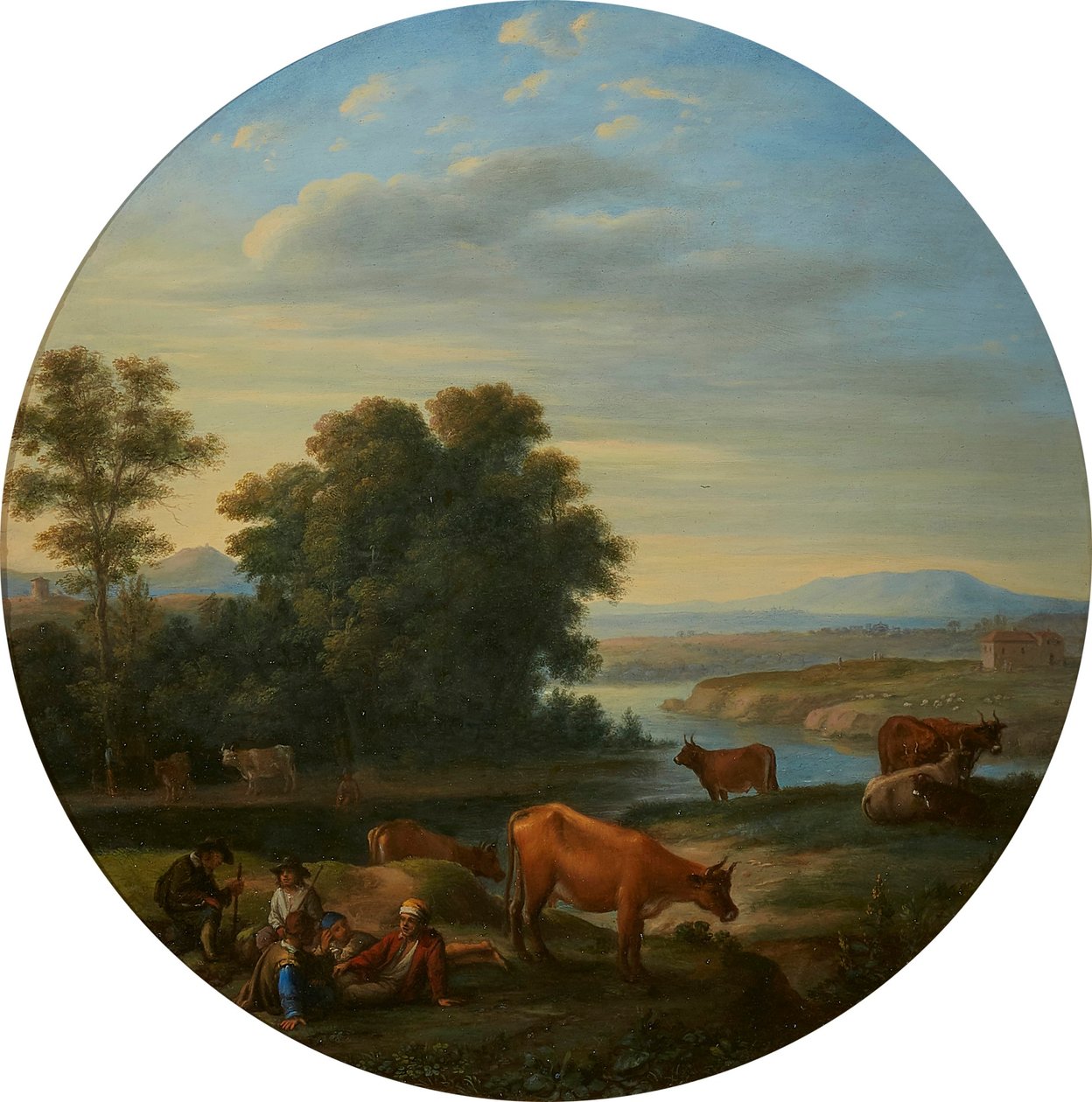 Italianate jokimaisema lehmien kanssa tekijältä Herman van Swanevelt