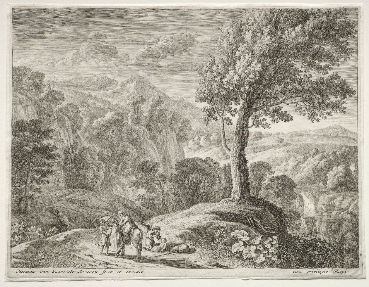 Suuri puu ja kaskadi, n. 1652-1654. tekijältä Herman van Swanevelt