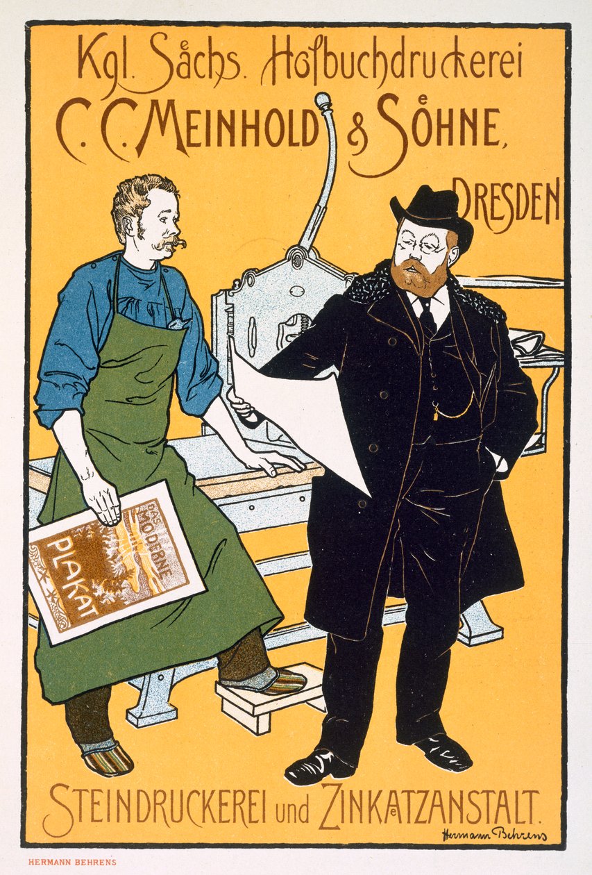 Pster-mainonta C. C. Meinhold und Sons lithographers, Dresden. tekijältä Hermann Behrens