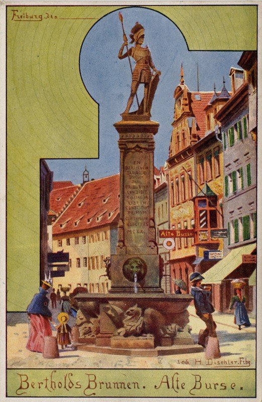 Bertoldsbrunnen, Freiburg tekijältä Hermann Dischler