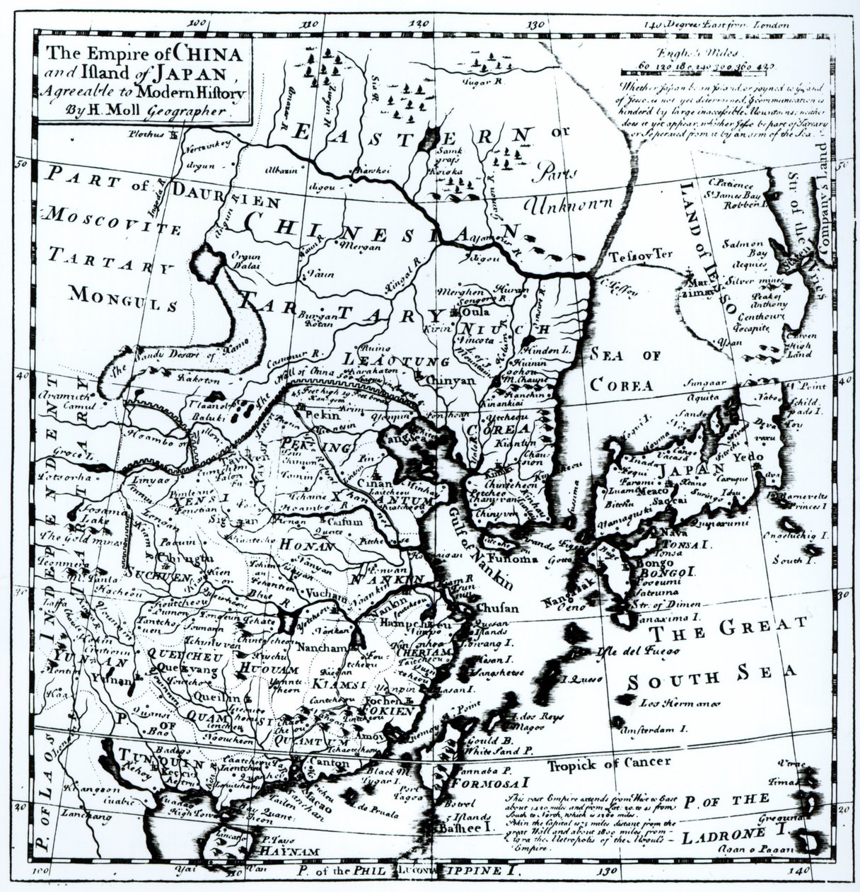 Kiinan valtakunta ja Japanin saari, pubi. Lontoossa tekijältä Hermann Moll