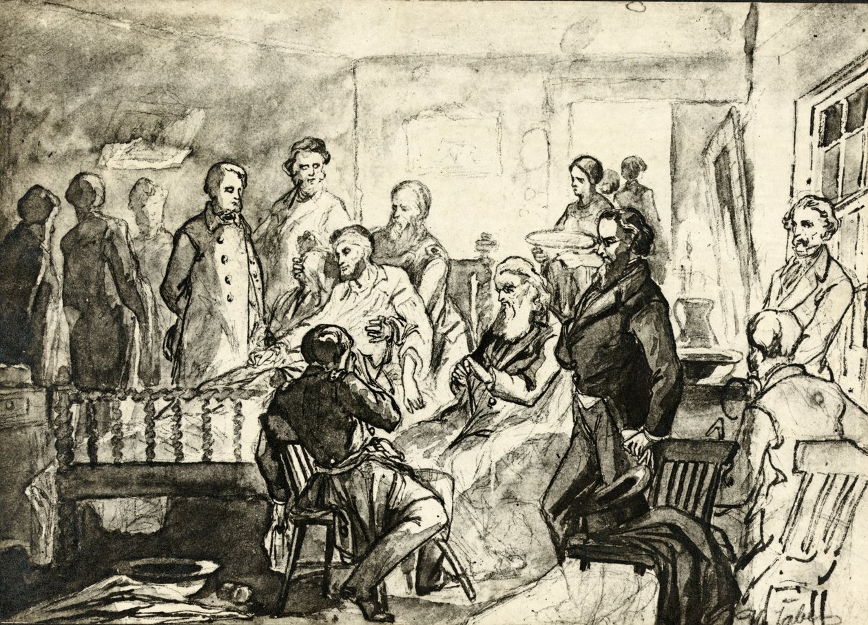Abraham Lincoln kuolinsängyllään, n. 1865 tekijältä Hermann Faber