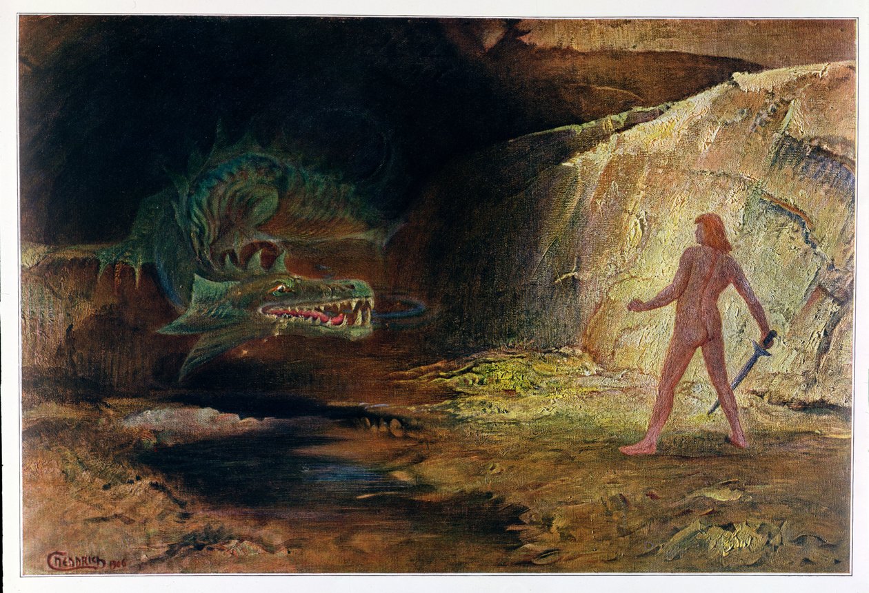 Siegfried ja Fafner, 1906 tekijältä Hermann Hendrich