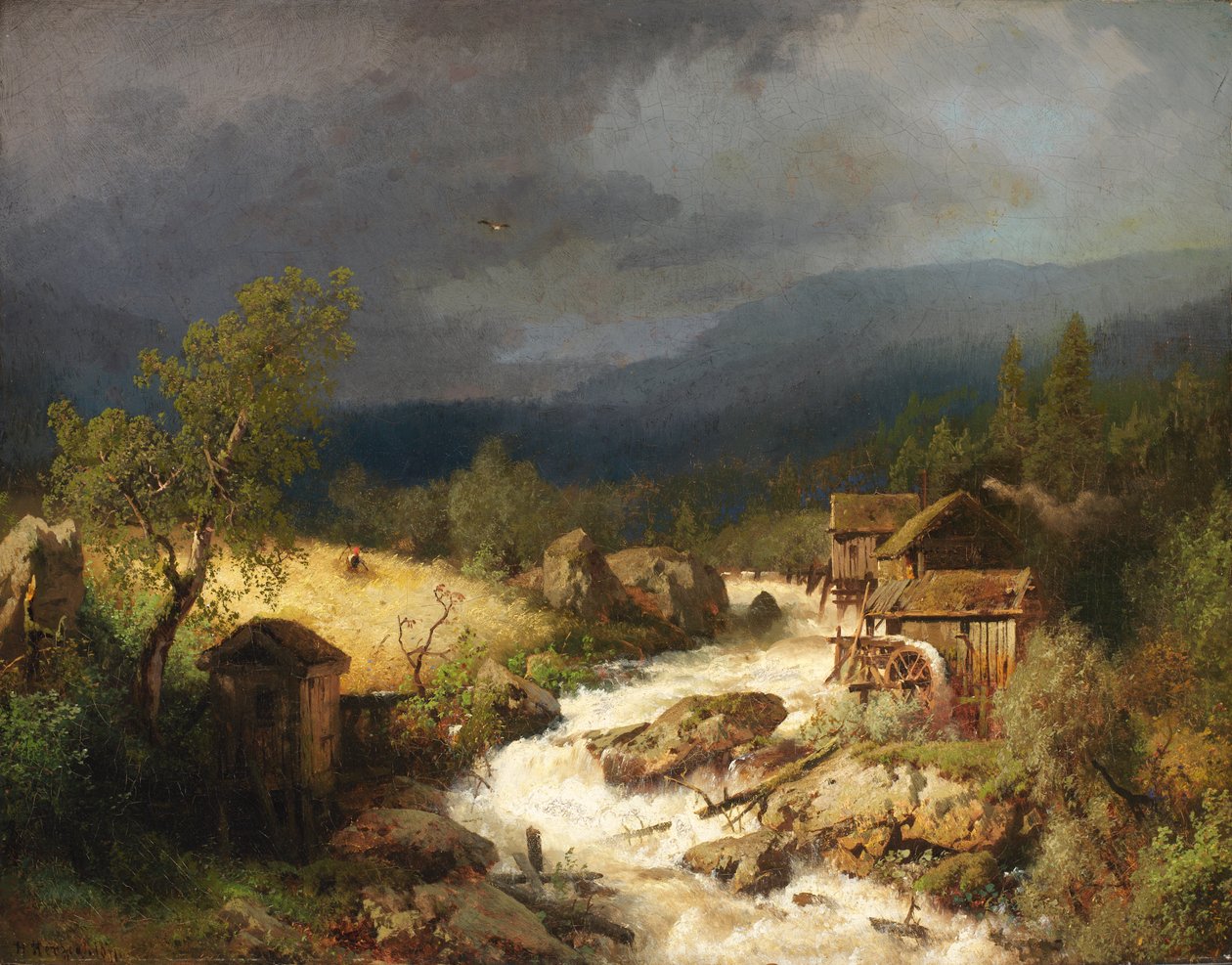 Mill on a Torrent, 1871. tekijältä Hermann Herzog
