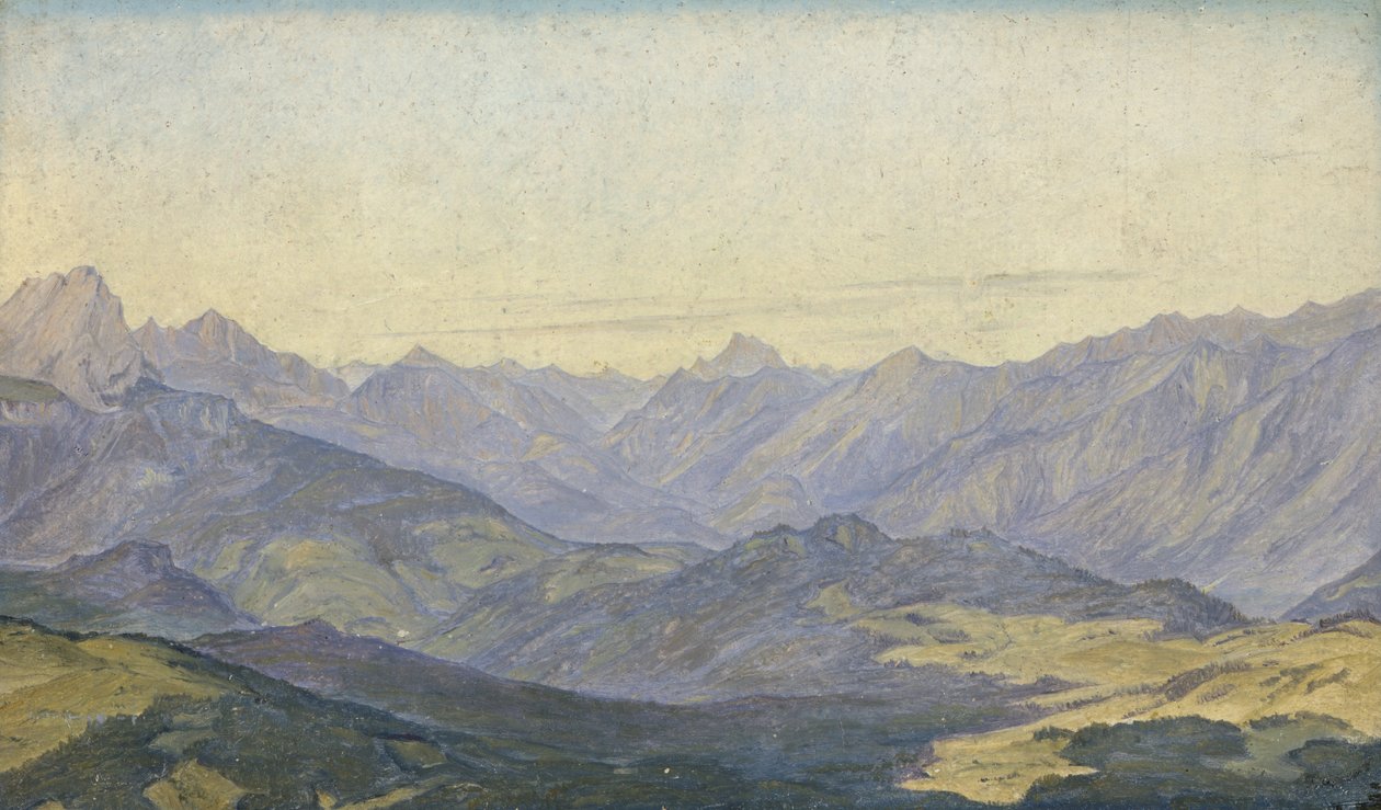 Mountain Valley Oberbayernissa, 1829 (öljy paperille) tekijältä Hermann Kauffmann