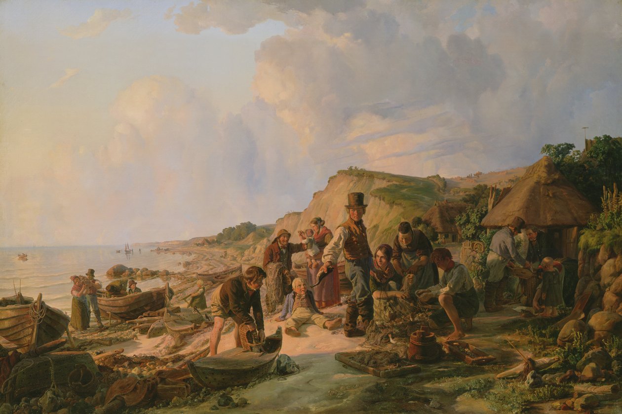 Kalastajan kotiinpaluu Probsteierissa, 1837 tekijältä Hermann Kauffmann