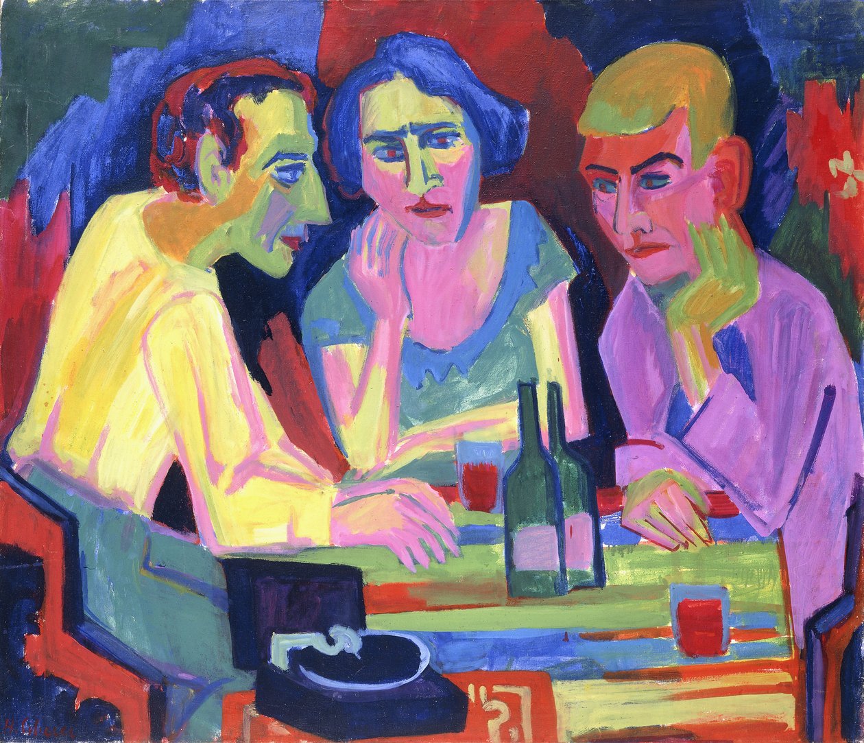 Kolme ihmistä pöydässä, 1924 tekijältä Hermann Scherer