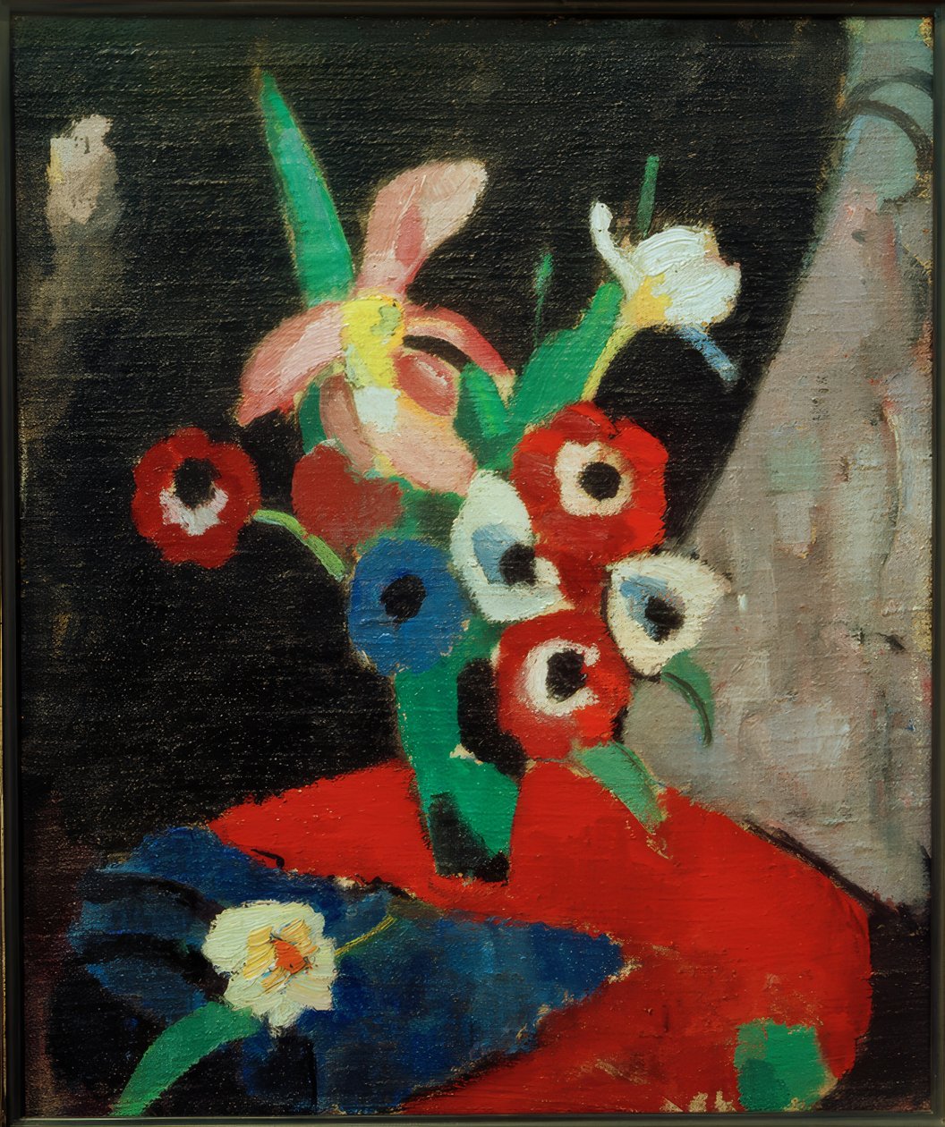 Blumenstillleben auf schwarzem Grund II tekijältä Hermann Stenner