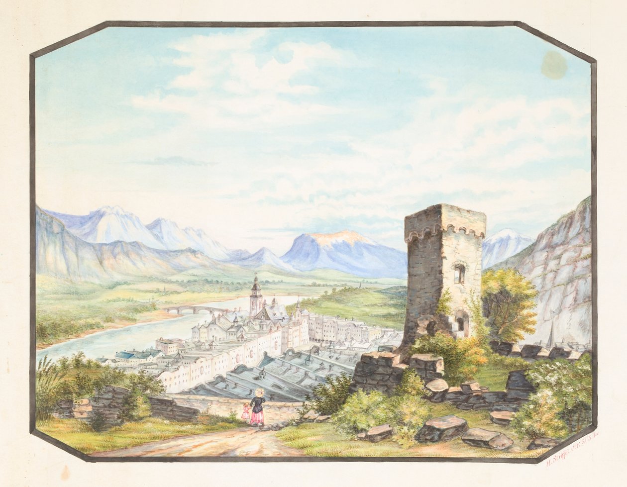 Rattenberg, Tiroli, n. 1858-1882. tekijältä Hermann Stieffel
