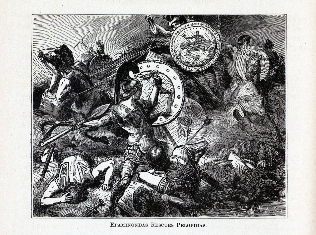 Epaminondas pelastaa Pelopidasin, 1882 tekijältä Hermann Vogel