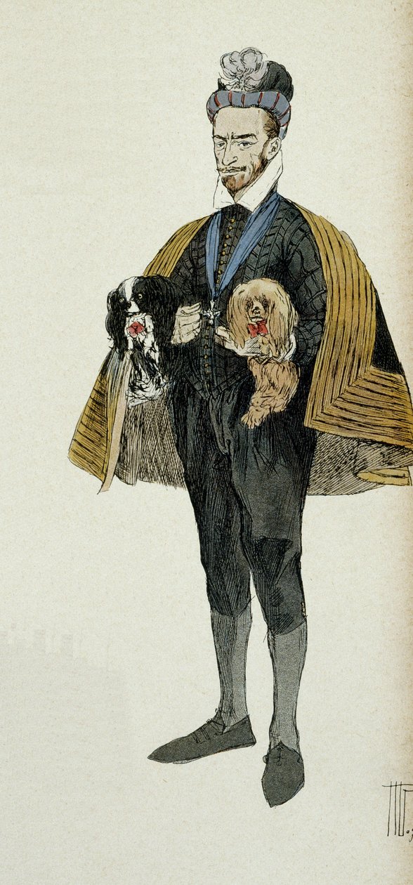 Henry III:n (1551-1589), Ranskan kuninkaan (1574-1589) ja Puolan kuninkaan (1574) muotokuva. Kuva 1907, kirjoittanut Hermann Vogel (1856-1918). Particuliere kokoelma. tekijältä Hermann Vogel