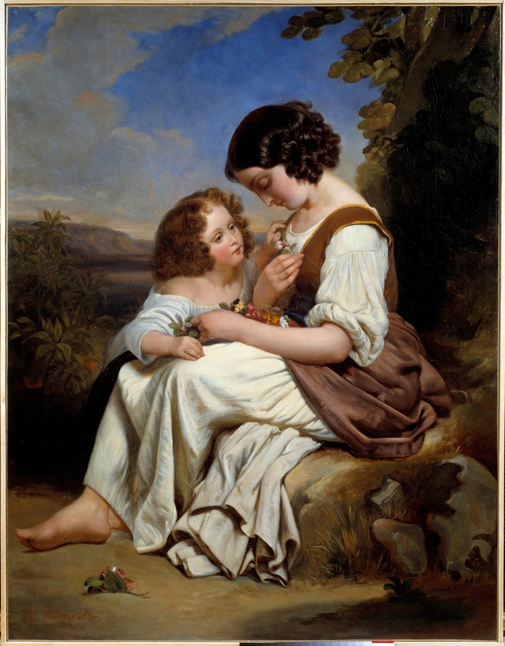 Suosikki kukka. Hermann Winterhalterin (1808-1891) maalaus, saksalainen koulu, v.1840. Öljy kankaalle. Mitat: 1,50 x 1,15 m. Lille, Kuvataidemuseo tekijältä Hermann Winterhalter