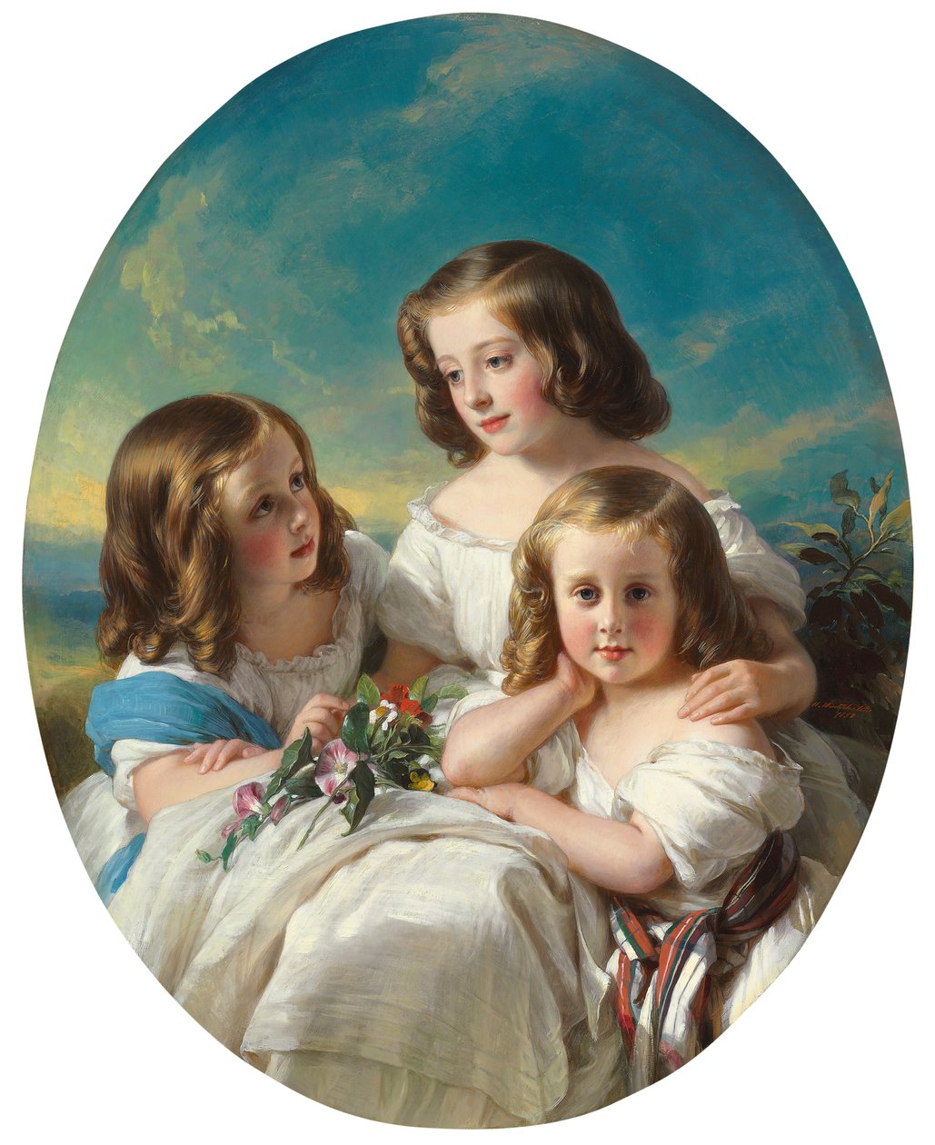 Kolme nuorta tyttöä Chateaubourg-perheestä, 1850 tekijältä Hermann Winterhalter