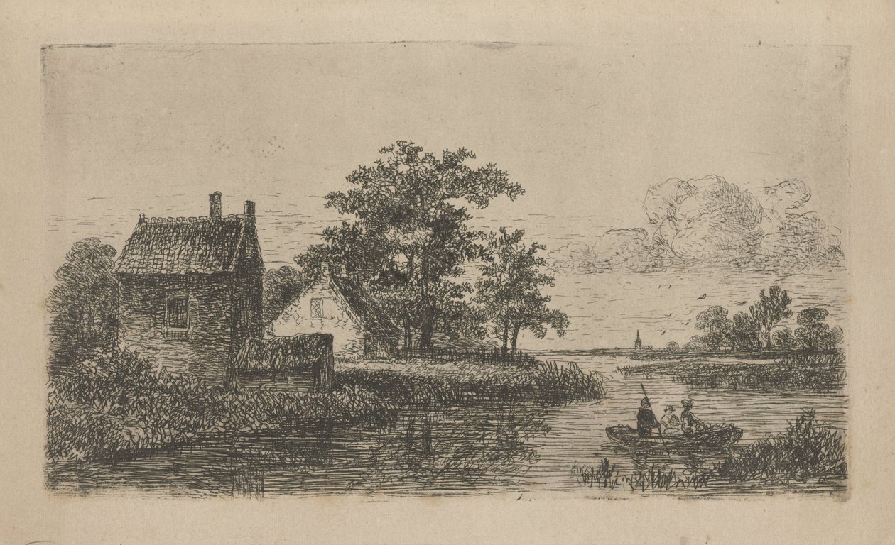 Kolme miestä veneessä tekijältä Hermanus Jan Hendrik van Rijkelijkhuysen