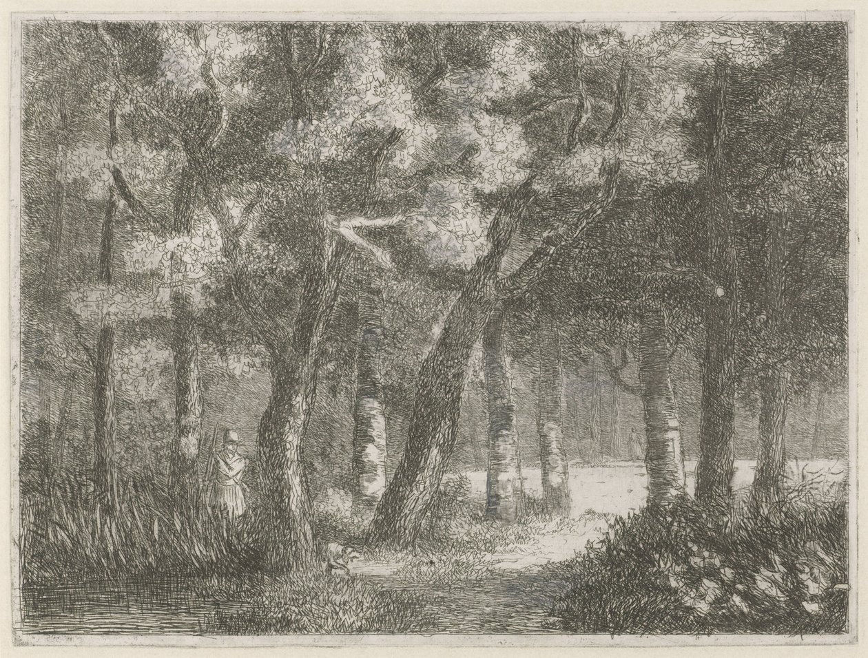 Hunter i el seu gos al bosc tekijältä Hermanus Jan Hendrik van Rijkelijkhuysen