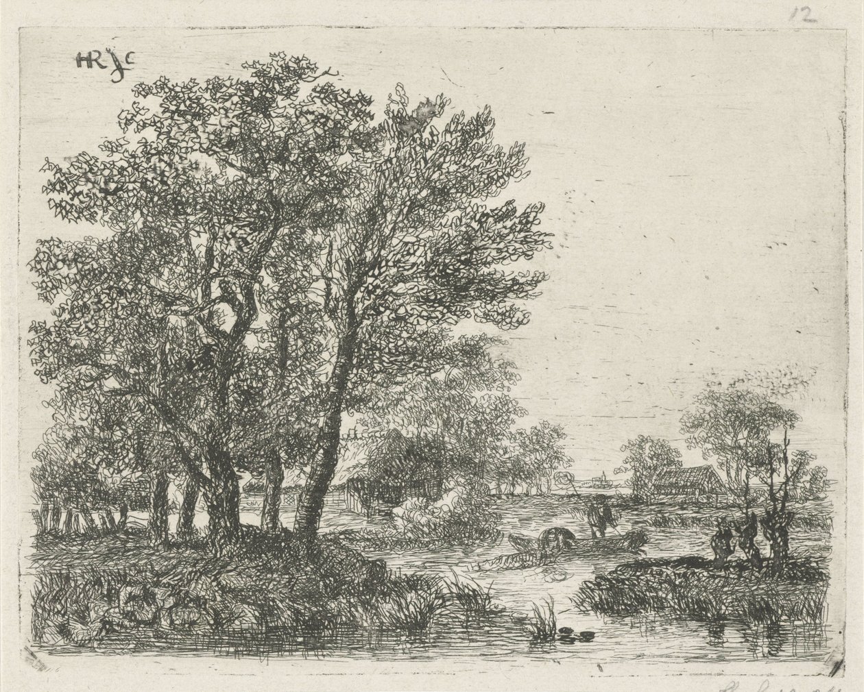 Kalastajat veneessä tekijältä Hermanus Jan Hendrik van Rijkelijkhuysen