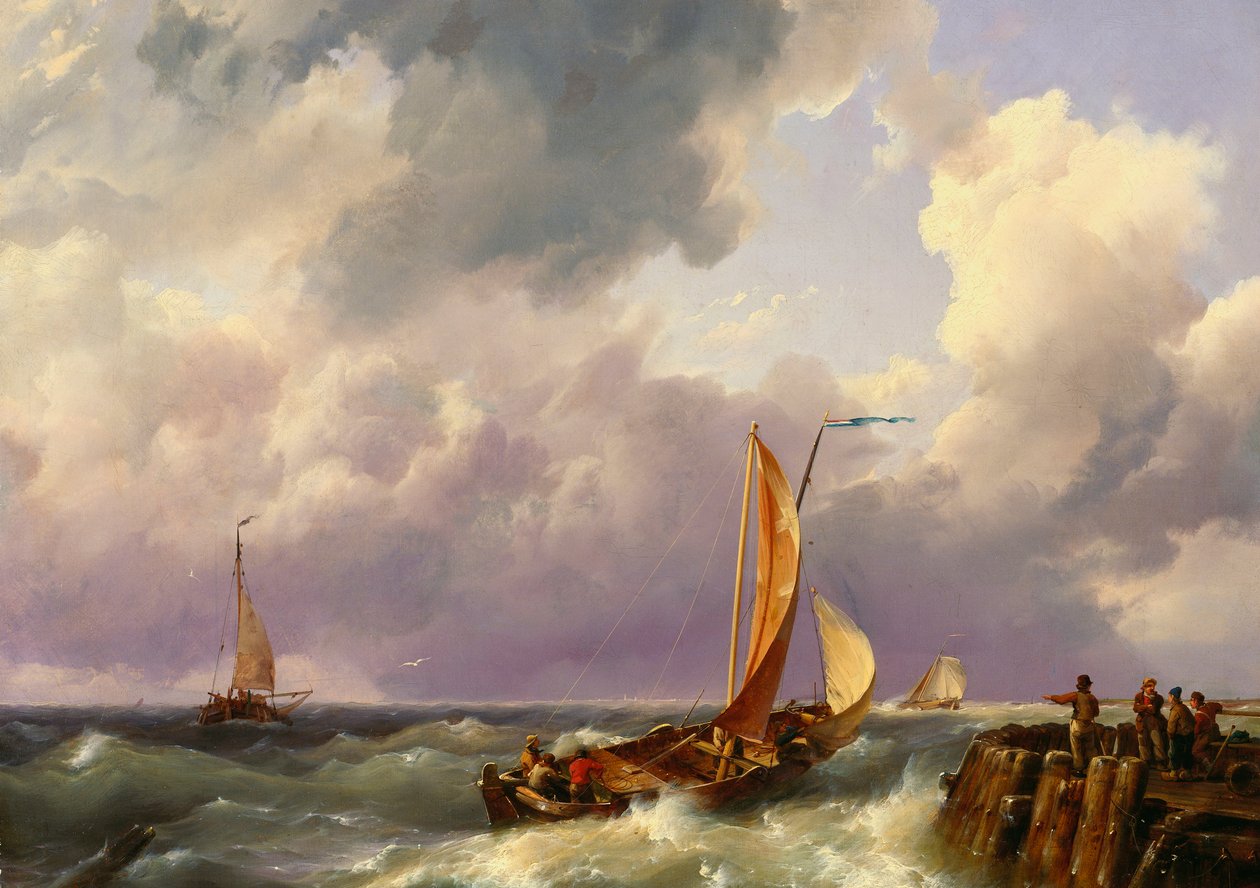 Lähetys laiturilta, 1852 tekijältä Hermanus Koekkoek