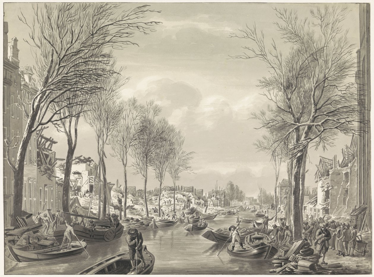 Steenschuurin kunnostustyöt katastrofin jälkeen, 1807 tekijältä Hermanus Numan (possibly)