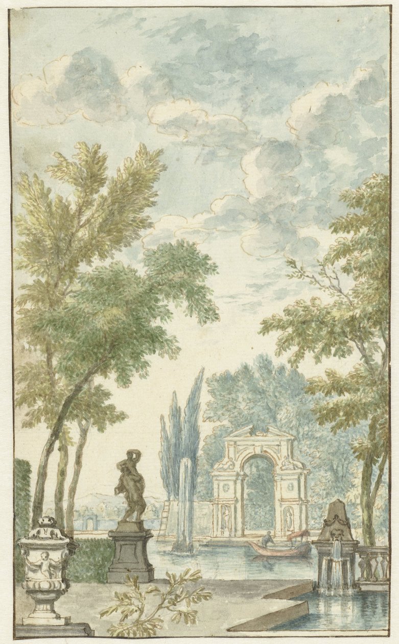 Puutarha, jossa vesiominaisuus tekijältä Hermanus Petrus Schouten (possibly)