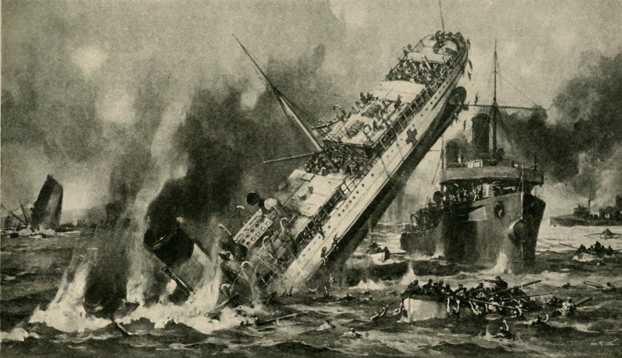 Anglian uppoaminen, ensimmäinen maailmansota, 17. marraskuuta 1915, c1920. tekijältä Hermanus Willem Koekkoek