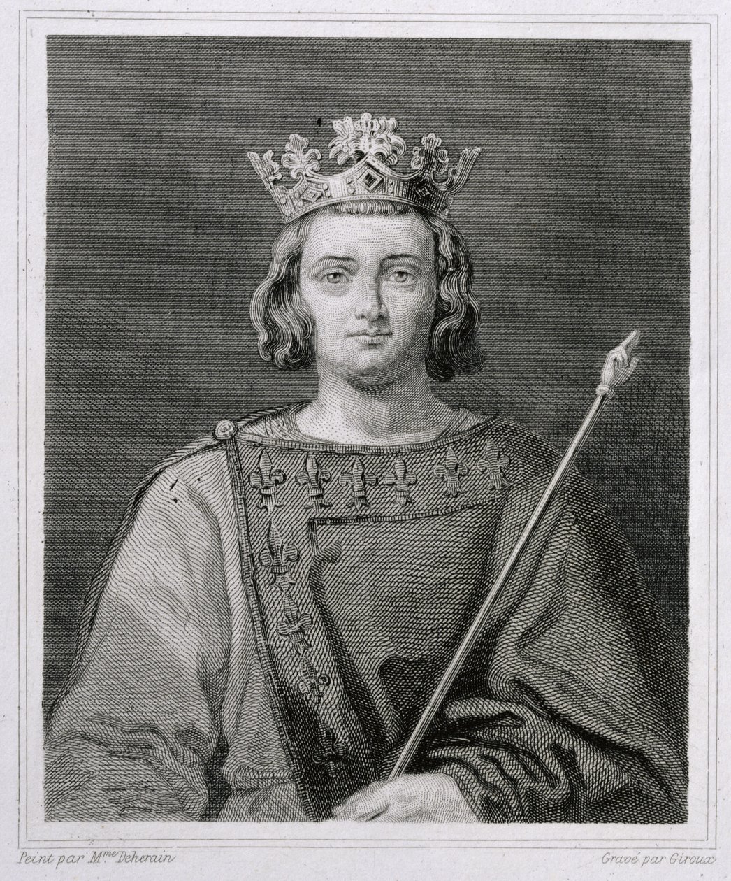 Kaarle IV Kaunis (1294-1328) Ranskan kuningas, kaivertanut Giroux tekijältä Herminie Deherain
