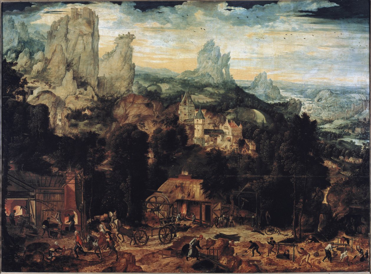 Kuparikaivokset - Öljy kankaalle tekijältä Herri met de (c.1510 p.1550) Bles