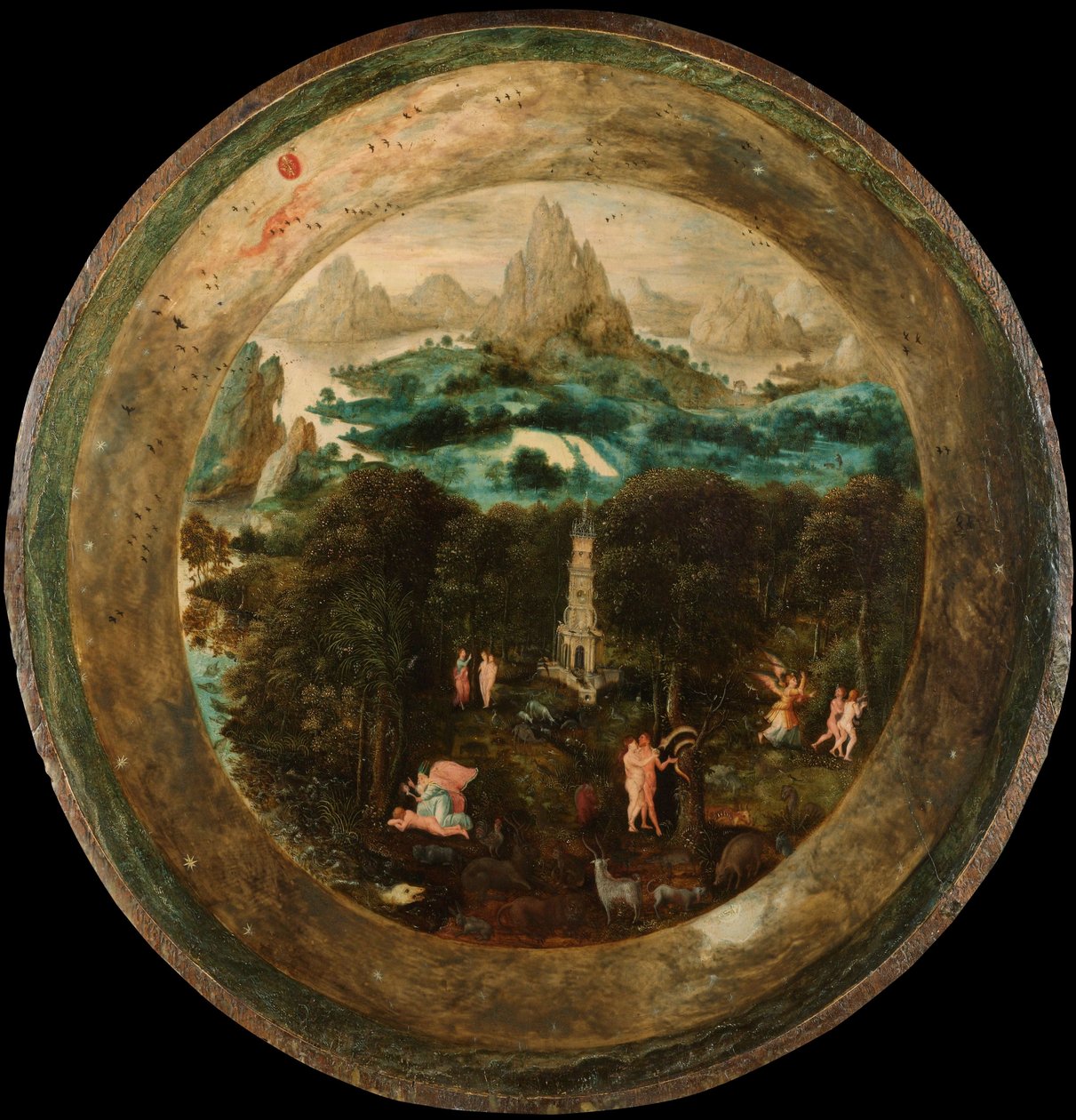 Paratiisi, n. 1541-50 (öljy paneelille) tekijältä Herri met de (c.1510 p.1550) Bles