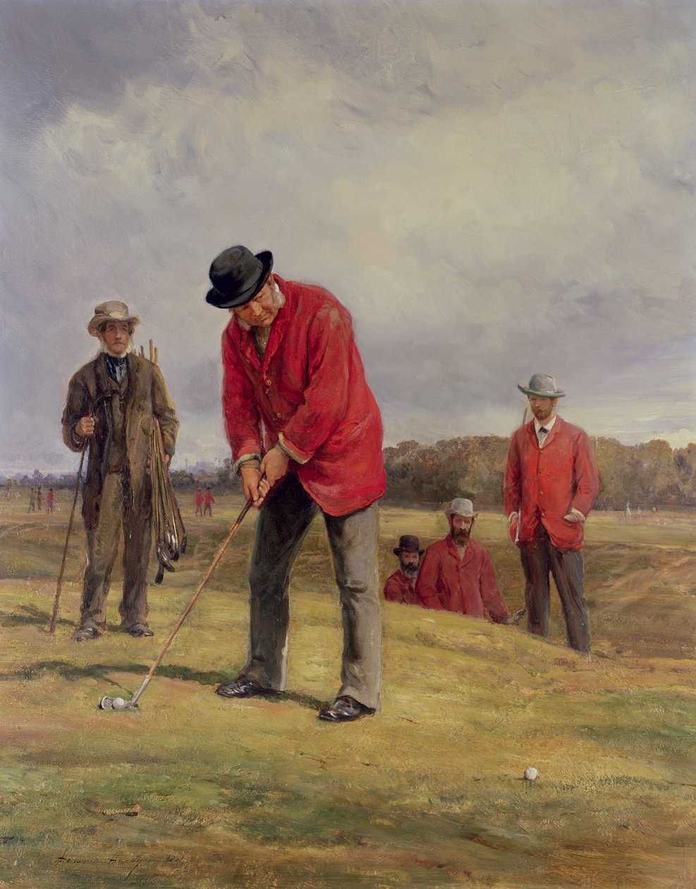 George Glennie Putting Blackheathissä Putting Cleekin kanssa, 1881 tekijältä Heywood Hardy